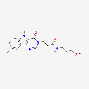 molecular formula C18H22N4O3 B2507355 N-(3-methoxypropyl)-3-(8-methyl-4-oxo-4,5-dihydro-3H-pyrimido[5,4-b]indol-3-yl)propanamide CAS No. 1105212-57-4