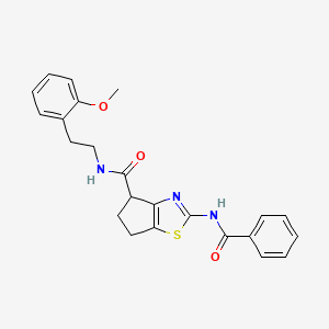 molecular formula C23H23N3O3S B2507356 2-benzamido-N-(2-methoxyphenethyl)-5,6-dihydro-4H-cyclopenta[d]thiazole-4-carboxamide CAS No. 941926-22-3