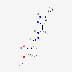 molecular formula C16H18N4O3 B2507361 3-环丙基-N'-[(E)-(3-乙氧基-2-羟苯基)亚甲基]-1H-吡唑-5-碳酰肼 CAS No. 634883-85-5