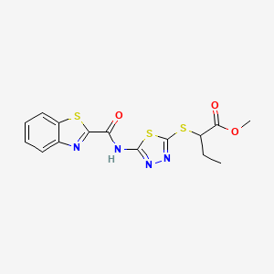 molecular formula C15H14N4O3S3 B2507363 Methyl 2-((5-(benzo[d]thiazole-2-carboxamido)-1,3,4-thiadiazol-2-yl)thio)butanoate CAS No. 1219844-61-7