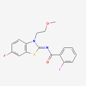 molecular formula C17H14FIN2O2S B2507373 N-[6-fluoro-3-(2-methoxyethyl)-1,3-benzothiazol-2-ylidene]-2-iodobenzamide CAS No. 864976-55-6