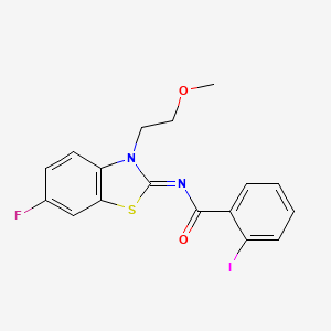 molecular formula C17H14FIN2O2S B2507373 N-[6-氟-3-(2-甲氧基乙基)-1,3-苯并噻唑-2-亚烷基]-2-碘苯甲酰胺 CAS No. 864976-55-6