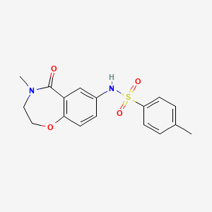 molecular formula C17H18N2O4S B2507374 4-甲基-N-(4-甲基-5-氧代-2,3,4,5-四氢苯并[f][1,4]恶杂环庚-7-基)苯磺酰胺 CAS No. 922112-08-1
