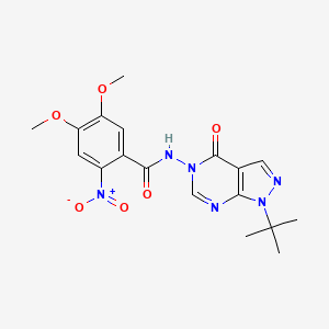 molecular formula C18H20N6O6 B2507375 N-(1-(叔丁基)-4-氧代-1H-吡唑并[3,4-d]嘧啶-5(4H)-基)-4,5-二甲氧基-2-硝基苯甲酰胺 CAS No. 899752-13-7