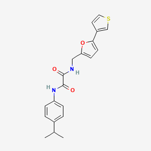 molecular formula C20H20N2O3S B2507377 N1-(4-异丙基苯基)-N2-((5-(噻吩-3-基)呋喃-2-基)甲基)草酰胺 CAS No. 2034254-34-5