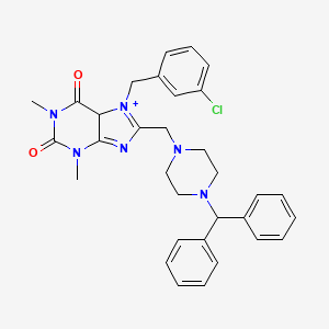 molecular formula C32H33ClN6O2 B2507382 7-[(3-chlorophenyl)methyl]-8-{[4-(diphenylmethyl)piperazin-1-yl]methyl}-1,3-dimethyl-2,3,6,7-tetrahydro-1H-purine-2,6-dione CAS No. 1798672-32-8