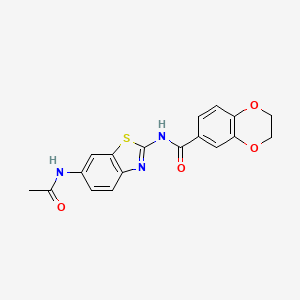 molecular formula C18H15N3O4S B2507399 N-(6-acetamidobenzo[d]thiazol-2-yl)-2,3-dihydrobenzo[b][1,4]dioxine-6-carboxamide CAS No. 477553-68-7