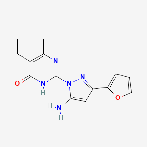 2-(5-amino-3-(furan-2-yl)-1H-pyrazol-1-yl)-5-ethyl-6-methylpyrimidin-4(3H)-one