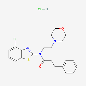 molecular formula C22H25Cl2N3O2S B2507407 N-(4-chlorobenzo[d]thiazol-2-yl)-N-(2-morpholinoethyl)-3-phenylpropanamide hydrochloride CAS No. 1216611-66-3