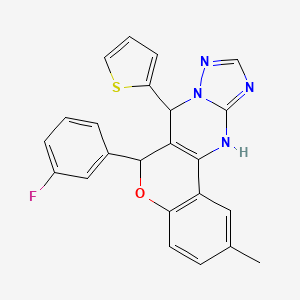 molecular formula C23H17FN4OS B2507420 6-(3-fluorophenyl)-2-methyl-7-(thiophen-2-yl)-7,12-dihydro-6H-chromeno[4,3-d][1,2,4]triazolo[1,5-a]pyrimidine CAS No. 868147-58-4