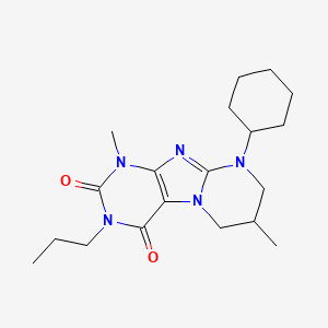 molecular formula C19H29N5O2 B2507422 9-环己基-1,7-二甲基-3-丙基-6,7,8,9-四氢嘧啶并[2,1-f]嘌呤-2,4(1H,3H)-二酮 CAS No. 877616-36-9