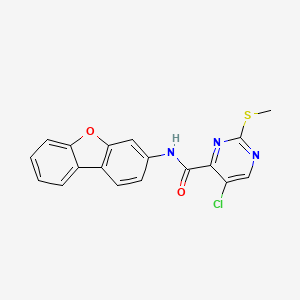 molecular formula C18H12ClN3O2S B2507425 5-chloro-2-(methylsulfanyl)-N-{8-oxatricyclo[7.4.0.0^{2,7}]trideca-1(9),2(7),3,5,10,12-hexaen-5-yl}pyrimidine-4-carboxamide CAS No. 1222939-46-9