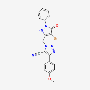 molecular formula C21H17BrN6O2 B2507434 1-[(4-溴-2-甲基-5-氧代-1-苯基-2,5-二氢-1H-吡唑-3-基)甲基]-4-(4-甲氧基苯基)-1H-1,2,3-三唑-5-碳腈 CAS No. 1024251-40-8