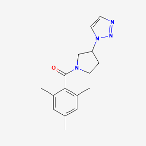 molecular formula C16H20N4O B2507438 (3-(1H-1,2,3-triazol-1-yl)pyrrolidin-1-yl)(mesityl)methanone CAS No. 2034284-77-8