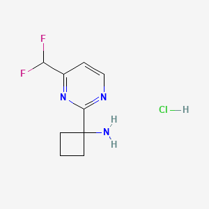 molecular formula C9H12ClF2N3 B2507445 1-[4-(Difluoromethyl)pyrimidin-2-yl]cyclobutan-1-amine;hydrochloride CAS No. 2309462-03-9