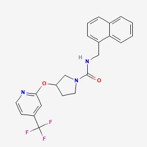 molecular formula C22H20F3N3O2 B2507447 N-(萘-1-基甲基)-3-((4-(三氟甲基)吡啶-2-基)氧代)吡咯烷-1-甲酰胺 CAS No. 2034471-56-0