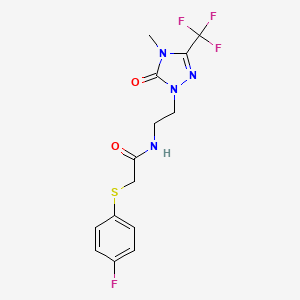 2-((4-fluorophenyl)thio)-N-(2-(4-methyl-5-oxo-3-(trifluoromethyl)-4,5-dihydro-1H-1,2,4-triazol-1-yl)ethyl)acetamide
