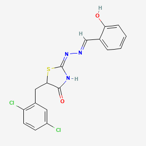 molecular formula C17H13Cl2N3O2S B2507477 (E)-5-(2,5-dichlorobenzyl)-2-((E)-(2-hydroxybenzylidene)hydrazono)thiazolidin-4-one CAS No. 314258-10-1