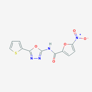 molecular formula C11H6N4O5S B2507480 5-硝基-N-(5-噻吩-2-基-1,3,4-噁二唑-2-基)呋喃-2-甲酰胺 CAS No. 865287-79-2