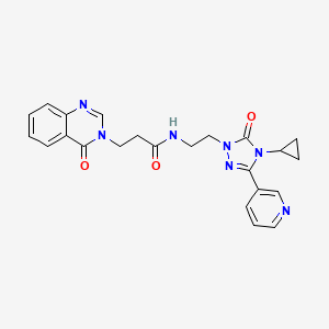 molecular formula C23H23N7O3 B2507482 N-(2-(4-cyclopropyl-5-oxo-3-(pyridin-3-yl)-4,5-dihydro-1H-1,2,4-triazol-1-yl)ethyl)-3-(4-oxoquinazolin-3(4H)-yl)propanamide CAS No. 1787917-27-4