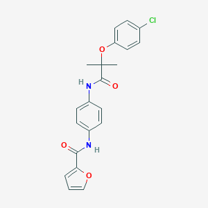 molecular formula C21H19ClN2O4 B250749 N-(4-{[2-(4-chlorophenoxy)-2-methylpropanoyl]amino}phenyl)-2-furamide 