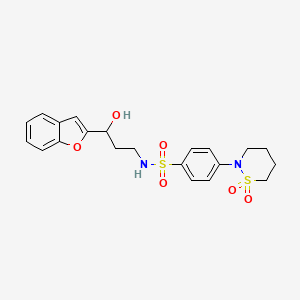 molecular formula C21H24N2O6S2 B2507496 N-(3-(benzofuran-2-yl)-3-hydroxypropyl)-4-(1,1-dioxido-1,2-thiazinan-2-yl)benzenesulfonamide CAS No. 1448136-46-6