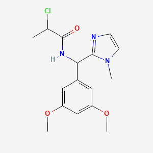 molecular formula C16H20ClN3O3 B2507499 2-Chloro-N-[(3,5-dimethoxyphenyl)-(1-methylimidazol-2-yl)methyl]propanamide CAS No. 2411271-33-3