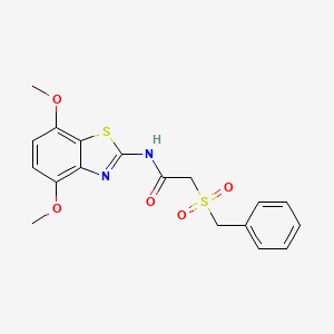 molecular formula C18H18N2O5S2 B2507503 2-(苄基磺酰基)-N-(4,7-二甲氧基苯并[d]噻唑-2-基)乙酰胺 CAS No. 923502-46-9