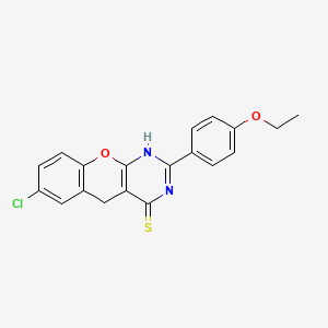 molecular formula C19H15ClN2O2S B2507515 7-chloro-2-(4-ethoxyphenyl)-3H-chromeno[2,3-d]pyrimidine-4(5H)-thione CAS No. 899353-97-0