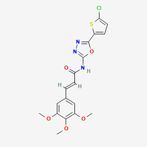 molecular formula C18H16ClN3O5S B2507524 (E)-N-(5-(5-chlorothiophen-2-yl)-1,3,4-oxadiazol-2-yl)-3-(3,4,5-trimethoxyphenyl)acrylamide CAS No. 1105234-42-1
