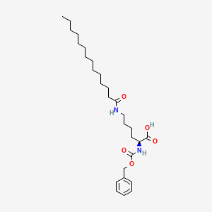 molecular formula C28H46N2O5 B2507525 (S)-2-(((benzyloxy)carbonyl)amino)-6-tetradecanamidohexanoic acid CAS No. 213017-44-8