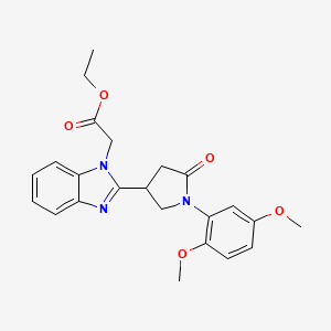 molecular formula C23H25N3O5 B2507532 ethyl {2-[1-(2,5-dimethoxyphenyl)-5-oxopyrrolidin-3-yl]-1H-benzimidazol-1-yl}acetate CAS No. 890639-18-6