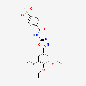molecular formula C22H25N3O7S B2507533 4-(甲基磺酰基)-N-(5-(3,4,5-三乙氧基苯基)-1,3,4-恶二唑-2-基)苯甲酰胺 CAS No. 896343-02-5