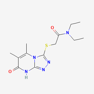 molecular formula C13H19N5O2S B2507541 2-((5,6-dimethyl-7-oxo-7,8-dihydro-[1,2,4]triazolo[4,3-a]pyrimidin-3-yl)thio)-N,N-diethylacetamide CAS No. 891132-46-0