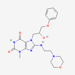 molecular formula C21H28N6O5 B2507544 7-(2-羟基-3-苯氧基丙基)-3-甲基-8-(2-吗啉-4-乙基氨基)嘌呤-2,6-二酮 CAS No. 878452-64-3