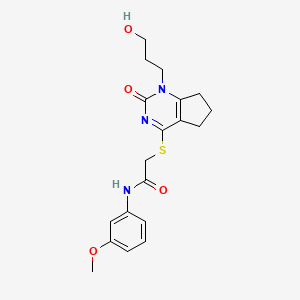 2-((1-(3-hydroxypropyl)-2-oxo-2,5,6,7-tetrahydro-1H-cyclopenta[d]pyrimidin-4-yl)thio)-N-(3-methoxyphenyl)acetamide