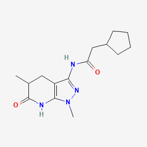 molecular formula C15H22N4O2 B2507560 2-环戊基-N-(1,5-二甲基-6-氧代-4,5,6,7-四氢-1H-吡唑并[3,4-b]吡啶-3-基)乙酰胺 CAS No. 1208460-67-6