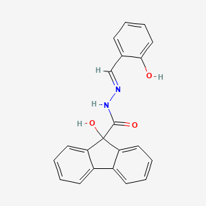 molecular formula C21H16N2O3 B2507561 (E)-9-hydroxy-N'-(2-hydroxybenzylidene)-9H-fluorene-9-carbohydrazide CAS No. 325702-72-5
