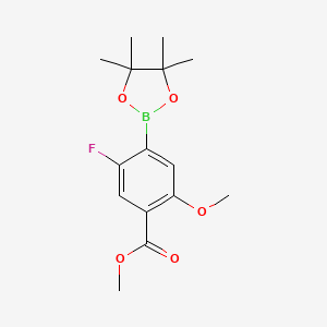 molecular formula C15H20BFO5 B2507565 Methyl 5-fluoro-2-methoxy-4-(4,4,5,5-tetramethyl-1,3,2-dioxaborolan-2-yl)benzoate CAS No. 1084953-16-1