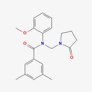 molecular formula C21H24N2O3 B2507570 N-(2-methoxyphenyl)-3,5-dimethyl-N-((2-oxopyrrolidin-1-yl)methyl)benzamide CAS No. 852155-49-8