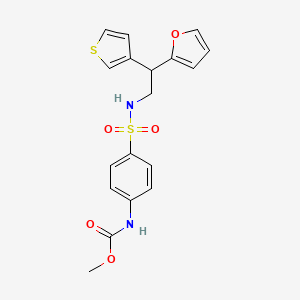 molecular formula C18H18N2O5S2 B2507574 N-(4-{[2-(呋喃-2-基)-2-(噻吩-3-基)乙基]磺酰氨基}苯基)甲基氨基甲酸酯 CAS No. 2097918-46-0