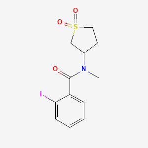 molecular formula C12H14INO3S B2507581 N-(1,1-ジオキシドテトラヒドロチオフェン-3-イル)-2-ヨード-N-メチルベンゾアミド CAS No. 898425-51-9