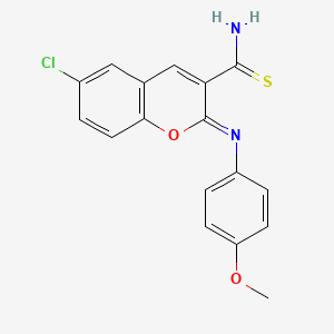 (2Z)-6-chloro-2-[(4-methoxyphenyl)imino]-2H-chromene-3-carbothioamide