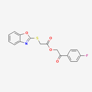 molecular formula C17H12FNO4S B2507592 2-(4-Fluorophenyl)-2-oxoethyl (1,3-benzoxazol-2-ylsulfanyl)acetate CAS No. 326007-68-5
