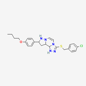 molecular formula C24H22ClN5OS B2507596 11-(4-丁氧基苯基)-5-{[(4-氯苯基)甲基]硫代}-3,4,6,9,10-五氮杂三环[7.3.0.0^{2,6}]十二-1(12),2,4,7,10-戊烯 CAS No. 1326928-39-5