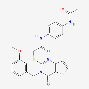 molecular formula C24H22N4O4S2 B2507597 N-[4-(acetylamino)phenyl]-2-{[3-(3-methoxybenzyl)-4-oxo-3,4-dihydrothieno[3,2-d]pyrimidin-2-yl]sulfanyl}acetamide CAS No. 1252922-39-6