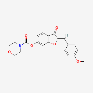 molecular formula C21H19NO6 B2507598 (Z)-2-(4-methoxybenzylidene)-3-oxo-2,3-dihydrobenzofuran-6-yl morpholine-4-carboxylate CAS No. 847177-77-9