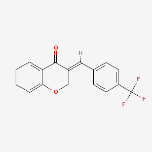 molecular formula C17H11F3O2 B2507604 (3E)-3-{[4-(trifluoromethyl)phenyl]methylidene}-3,4-dihydro-2H-1-benzopyran-4-one CAS No. 796862-19-6