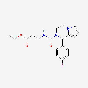 molecular formula C19H22FN3O3 B2507608 Ethyl 3-(1-(4-fluorophenyl)-1,2,3,4-tetrahydropyrrolo[1,2-a]pyrazine-2-carboxamido)propanoate CAS No. 900001-60-7