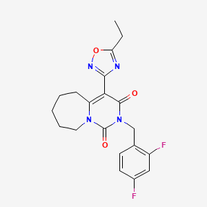 molecular formula C20H20F2N4O3 B2507609 2-(2,4-difluorobenzyl)-4-(5-ethyl-1,2,4-oxadiazol-3-yl)-6,7,8,9-tetrahydropyrimido[1,6-a]azepine-1,3(2H,5H)-dione CAS No. 1775421-38-9